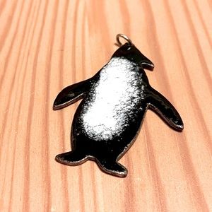 Enamel on Copper Penguin Pendant